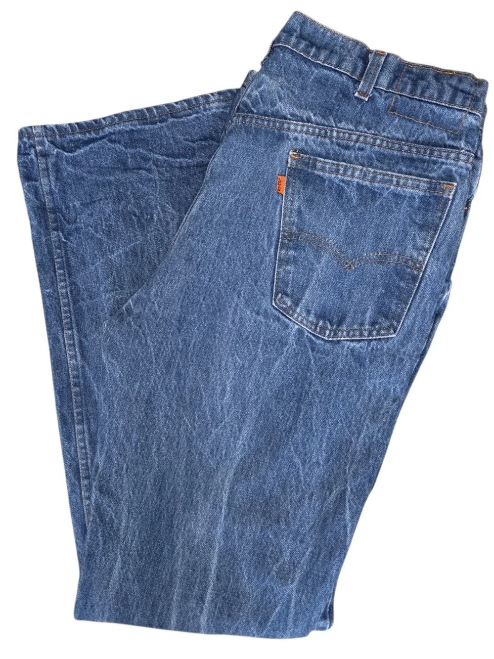 Vintage 1980's Mens Levi's Orange Tab 502 Denim Blue Jeans 36x33 Classic Fit